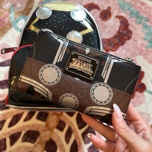 Loungefly Marvel Thor Love and Thunder Black and Silver Bag & Wallet
